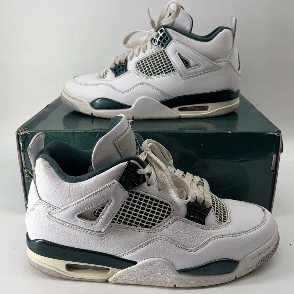 Air Jordan 4 Retro Oxidized Green White Men Basketball Shoes FQ8138-103 Size 8.5